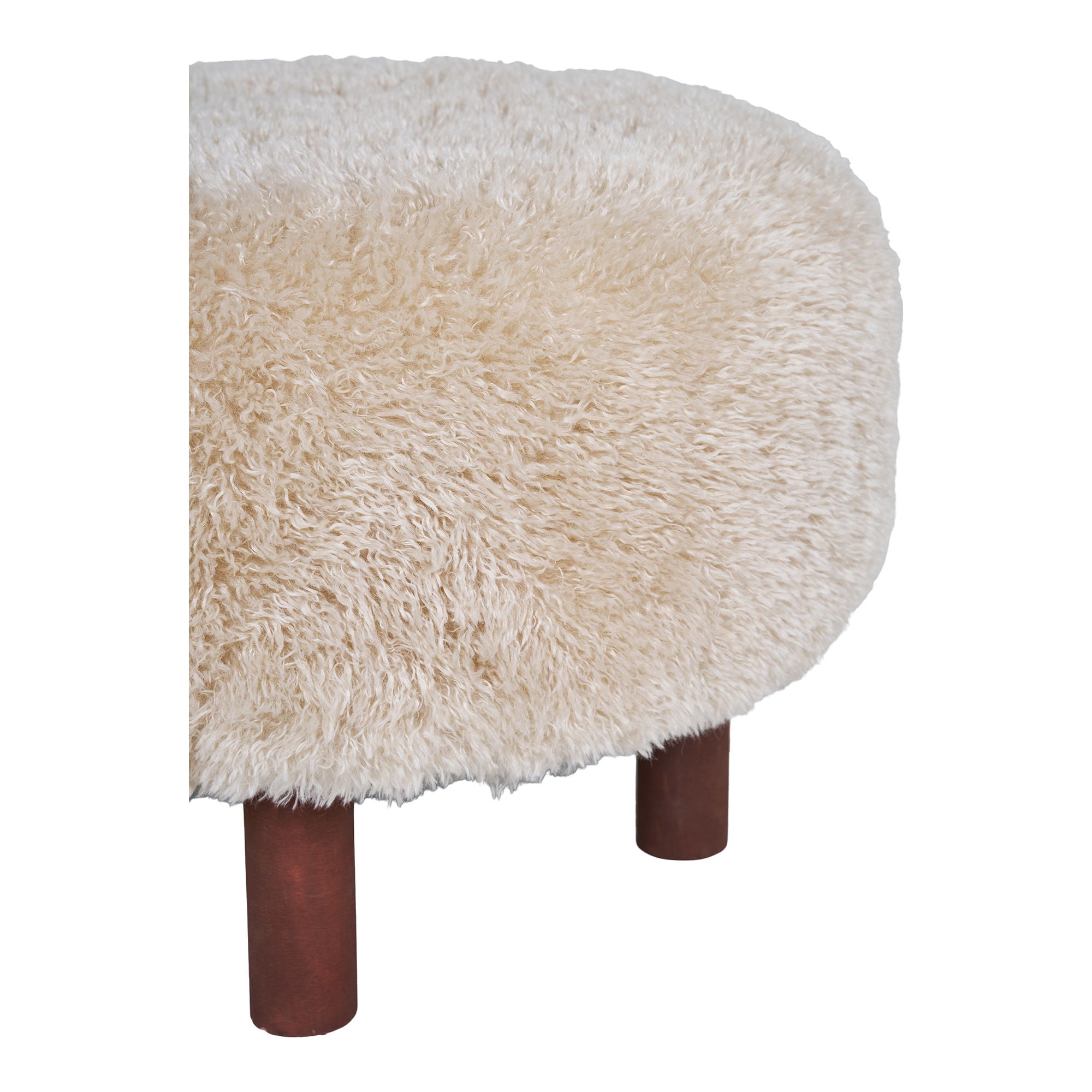 Inverness – Hocker mit Kunstfellbezug, Hellbraun, Ø50×36 cm